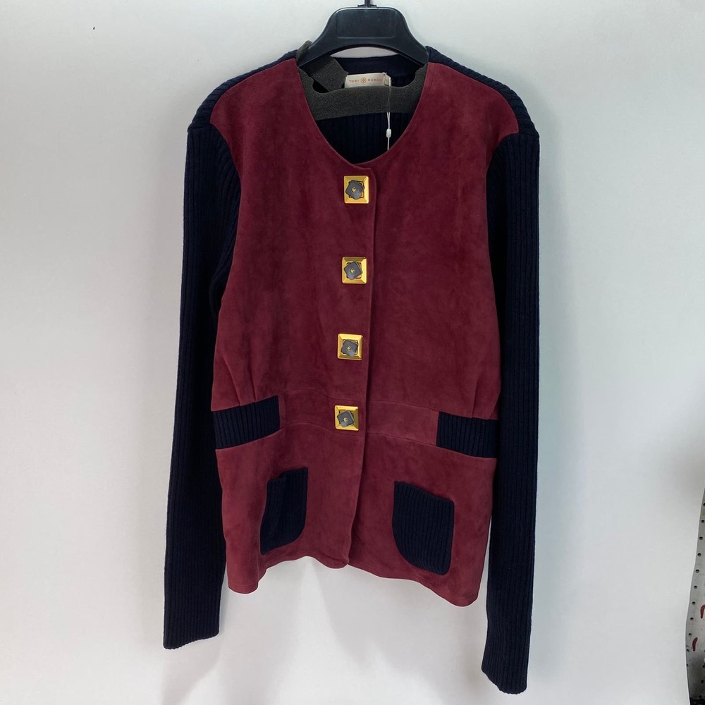 COPY - Tory Burch Cardigan Sz XL Katerina Mixed Media Goat Leather Wool Tory Na… - Picture 4 of 7